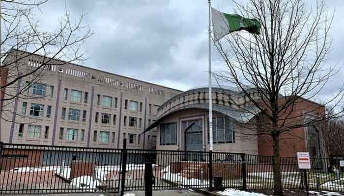 An external view of the Pakistan Embassy in Washington. —APP/File