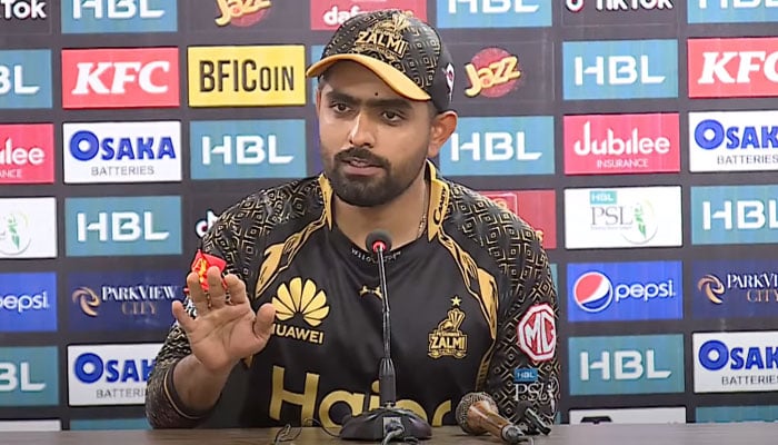 Babar Azam addressing a press talk on Febraury 23,2023. —youtube/PakistanSuperLeagueOfficial