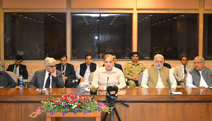 Prime Minister Shehbaz Sharif chairs the PML-N Parliamentary party meeting. — INP/File