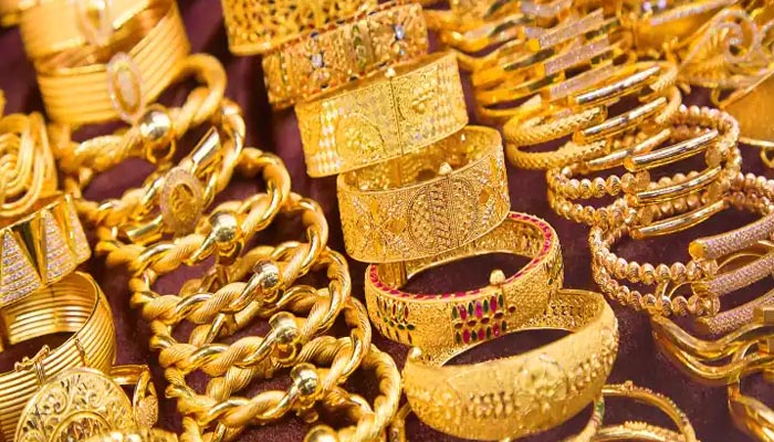 An undated image of gold bangles displayed at a jewellery store. — Reuters/File