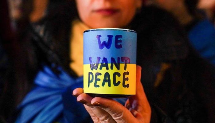 People hold a silent candlelight vigil to show support for Ukraine on the eve of the wars anniversary, in New York City, New York, U.S., February 23, 2023. Reuters