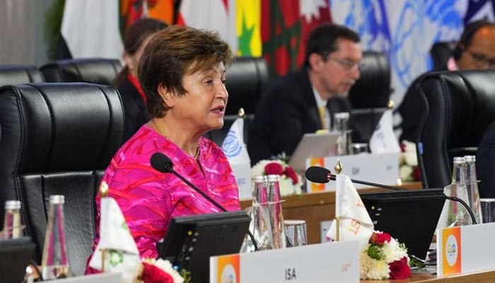 IMF Managing Director Kristalina Georgieva speaks during G20 Finance Ministers and Central Bank Governors meeting on the outskirts of Bengaluru, India, February 24, 2023. — Reuters/File