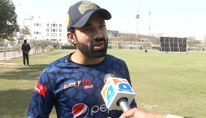 Multan Sultans captain and Pakistan’s top wicket-keeper batter Mohammad Rizwan speaks to Geo News in Karachi, on February 25, 2023. — Photo by author
