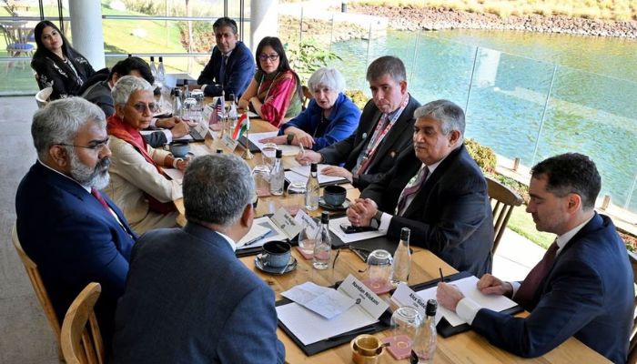 U.S. Treasury Secretary Janet Yellen looks on as she holds a roundtable with India and U.S. technology leaders on the sidelines of G20 finance ministers meeting on the outskirts of Bengaluru, India, February 25, 2023.— Reuters