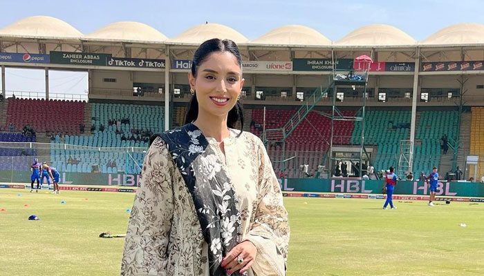 Pakistani presenter Zainab Abbas photographed during the ongoing season of Pakistan Super League (PSL). — Instagram/zabbasofficial
