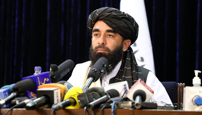 Taliban spokesperson Zabihullah Mujahid speaks during a press conference in Kabul, Afghanistan on August 17, 2021. — AFP/File