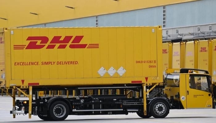A truck of the Deutsche logistics company is seen parked on a port. — AFP/File