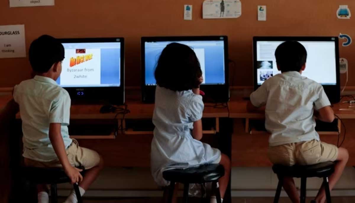 Students use computers in the technology lab at the Headstart private school in Islamabad, Pakistan, Oct. 9, 2017. — Reuters