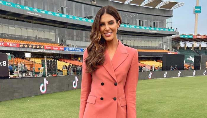 Australian model and sports presenter Erin Holland poses at the Gaddafi Stadium in Lahore on March 2, 2023. — Instagram/erinvholland