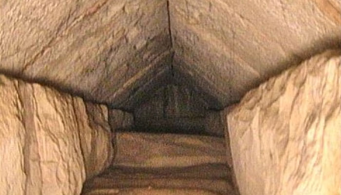 A hidden corridor inside the Great Pyramid of Giza that was discovered by researchers from the Scan Pyramids project by the Egyptian Tourism Ministry of Antiquities is seen in Giza, Egypt March 2, 2023.— Egyptian Ministry of Antiquities/Reuters