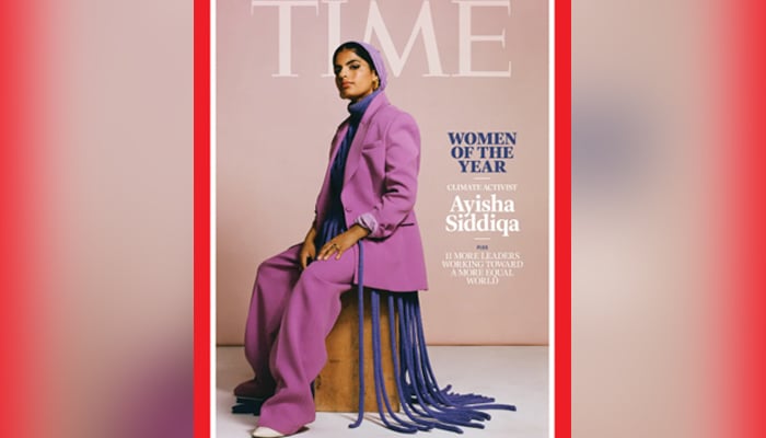 A cover photo from Time Magazine showsPakistans climate defender Aiysha Siddiqa who is listed in the Women of the Year list 2023, on March 3, 2023. — Time