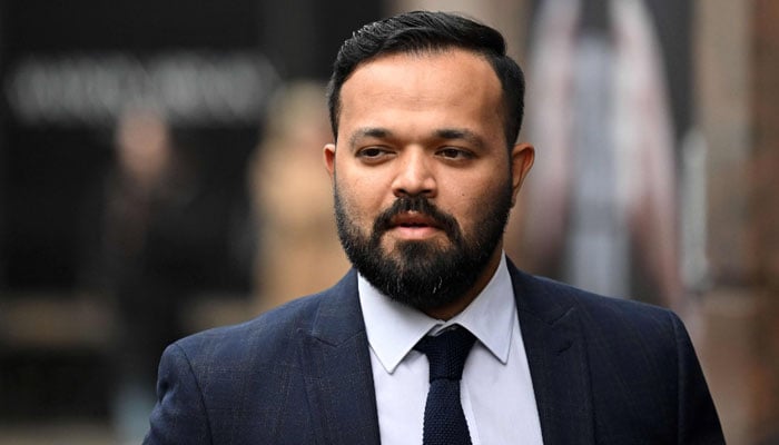 Former cricketer Azeem Rafiq arrives to attend a Cricket Discipline Commission hearing, relating to allegations of racism at Yorkshire County Cricket Club, in London on March 2, 2023. — AFP