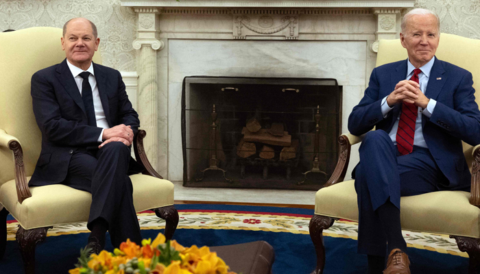 US President Joe Biden meets with German Chancellor Olaf Scholz in the Oval Office of the White House in Washington, DC, on March 3, 2023. — AFP