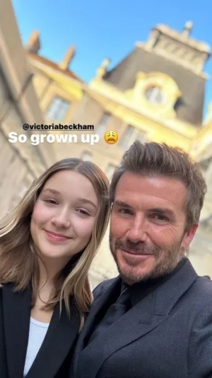 David Beckham makes stunning appearance with daughter Harper at Victoria’s show