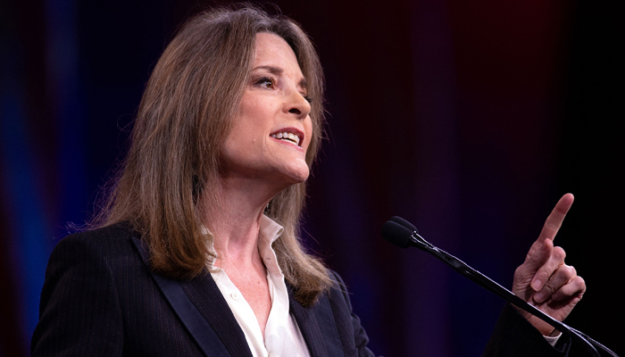 US Democratic Presidential hopeful Marianne Williamson speaks during the Democratic National Committees summer meeting in San Francisco, California. — AFP/File