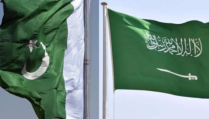Pakistan and Saudi Arabia flags. — AFP