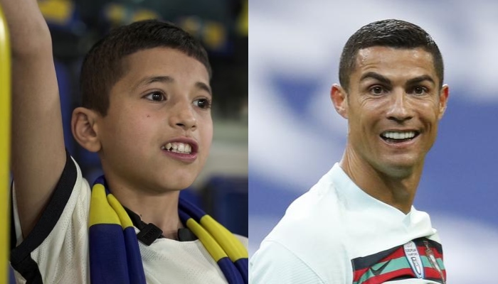 Syrian boy Nabil Saeed (L) and Al Nassrs Cristiano Ronaldo (R). — Reuters