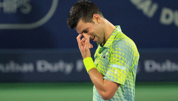 Serbias Novak Djokovic during his match with Russias Daniil Medvedev (not pictured) at the ATP Dubai Duty Free Tennis Championship semi-final match in Dubai. — AFP/File