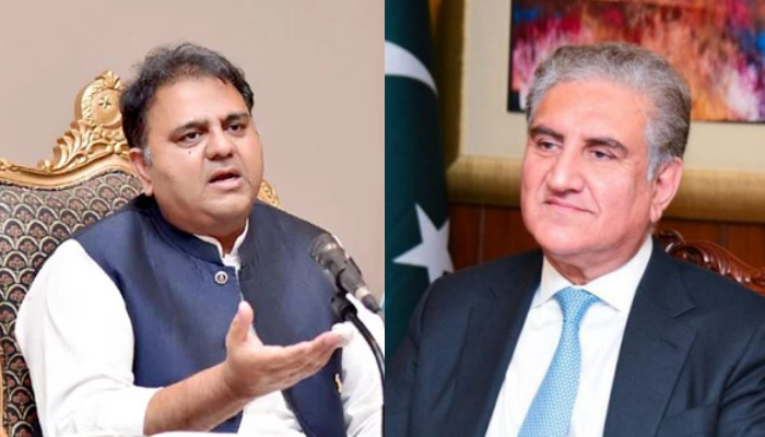 PTI Senior Vice President Fawad Chaudhry and Vice Chairman Shah Mahmood Qureshi. — Radio Pakistan/File