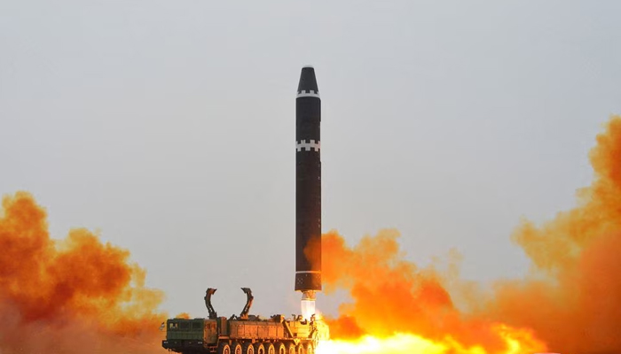 A Hwasong-15 intercontinental ballistic missile (ICBM) is launched at Pyongyang International Airport, in Pyongyang, North Korea February 18, 2023 in this photo released by North Koreas Korean Central News Agency (KCNA). — Reuters