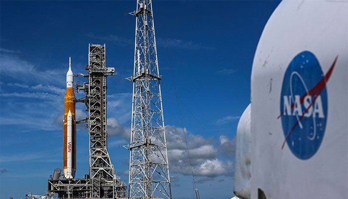 The Artemis I rocket sits on the launch pad at the Kennedy Space Center in Cape Canaveral, Florida, on September 1, 2022. — AFP