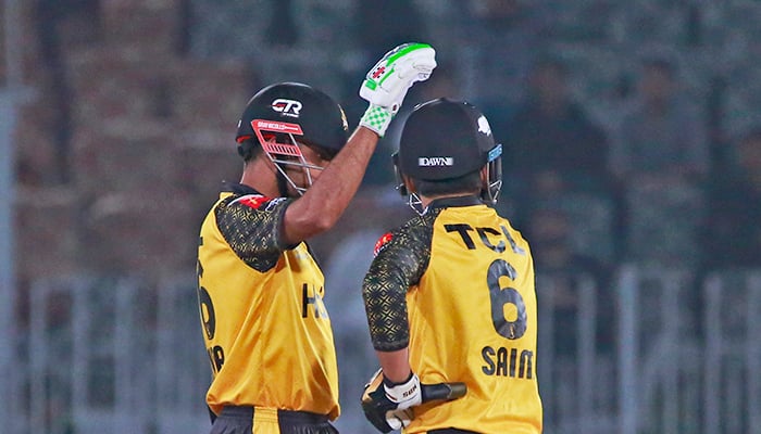 Babar Azam (left) and Saim Ayub in action during a match againstQuetta Gladiators in Rawalpindi, on March 8, 2023. — PSL