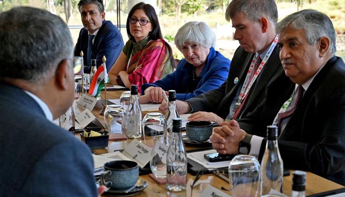 US Treasury Secretary Janet Yellen looks on as she holds a roundtable with Indias technology leaders on the sidelines of G20 finance ministers meeting on the outskirts of Bengaluru, India, February 25, 2023. — Reuters