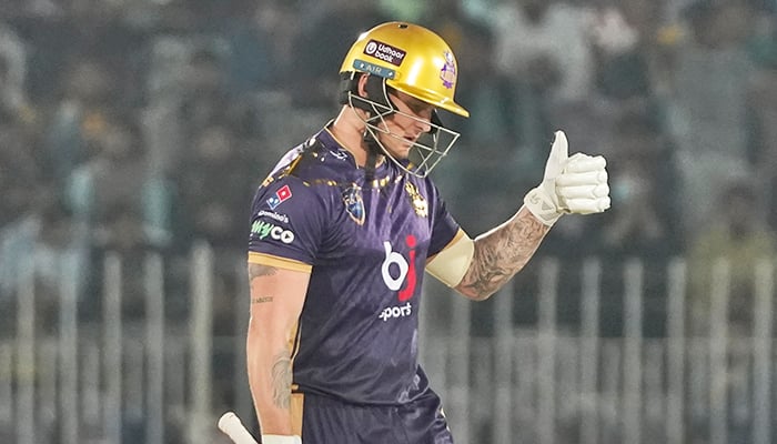 Quetta Gladiators Jason Roy in action during a match against Peshawar Zalmi in Rawalpindi, on March 8, 2023. — PSL