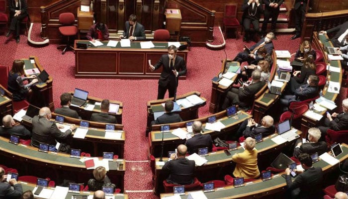 A file picture shows the French Senate in session in Paris, January 11, 2022. (AFP)