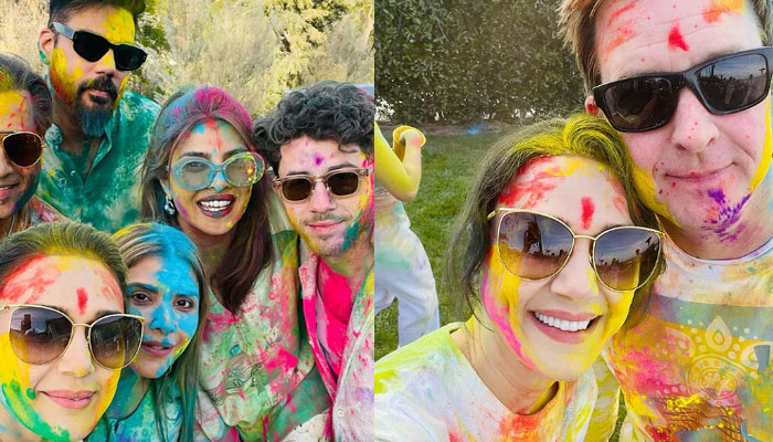 Preity Zinta attends the Holi bash with husband Gene Goodenough