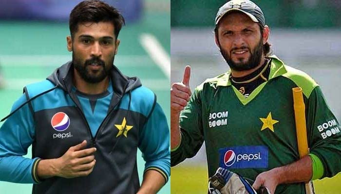 Muhammad Amir (left) and Shahid Afridi will also play in the tournament. — PCB/AFP/File