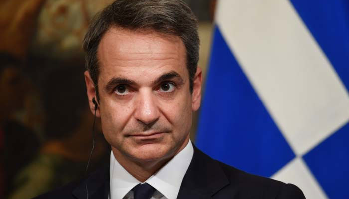 Greek Prime Minister Kyriakos Mitsotakis looks on during a joint press conference with his Italian counterpart following their meeting at Palazzo Chigi on 26 November 2019 in Rome. AFP/File
