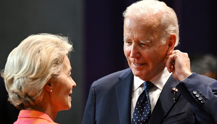 President Joe Biden  (right) and top EU official Ursula von der Leyen