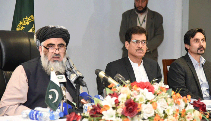 Minister for Religious Affairs Mufti Abdul Shakoor addresses a press conference in Islamabad, on March 10, 2023. — Radio Pakistan