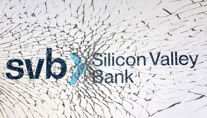SVB (Silicon Valley Bank) logo is seen through broken glass in this illustration taken March 10, 2023.— Reuters