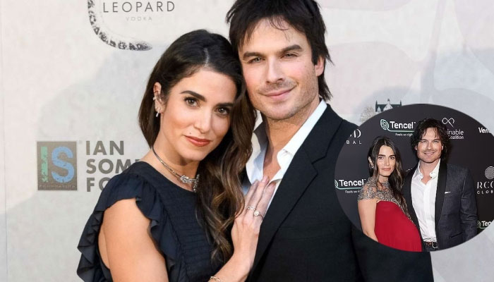 Nikki Reed poses in growing baby bump alongside husband Ian Somerhalder at pre-Oscars celebration