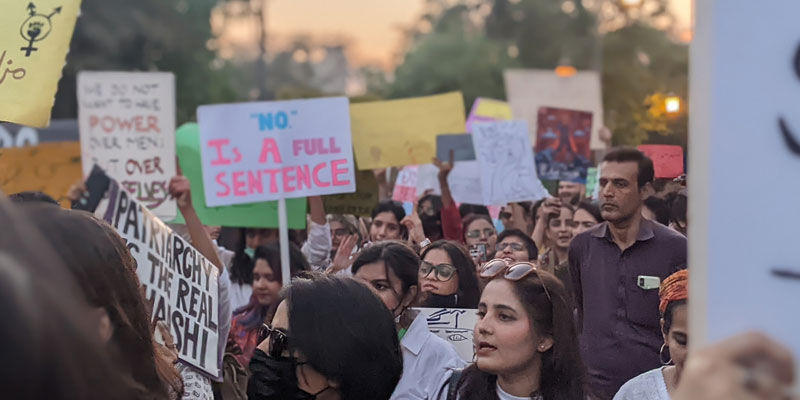 Several men and women participate during this years Aurat March which was held at Burns Garden on March 12, 2023. — Photo by author