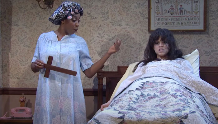 Jenna Ortega recreates hilarious ‘The Exorcist’ sketch for ‘Saturday Night Live’