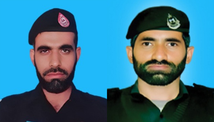 Police Constable Khan Nawab (right) and Police Constable Dil Jaan who were martyred in attacks in KP, on March 13, 2023. — Twitter/KP_Police1