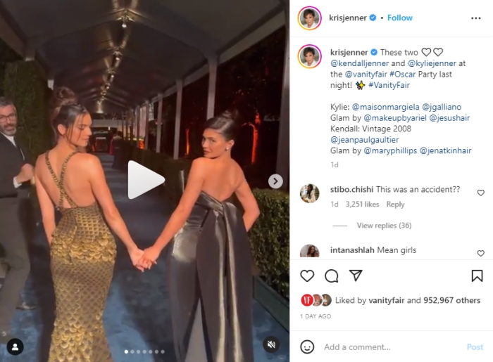 Kris Jenner showers love on daughters Kendall and Kylie post Oscars after-party appearance