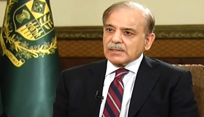 Prime Minister Shehbaz Sharif during an interview on Geo News programme Capital Talk in Islamabad, on March 14, 2023, in this still taken from a video. — YouTube/GeoNews