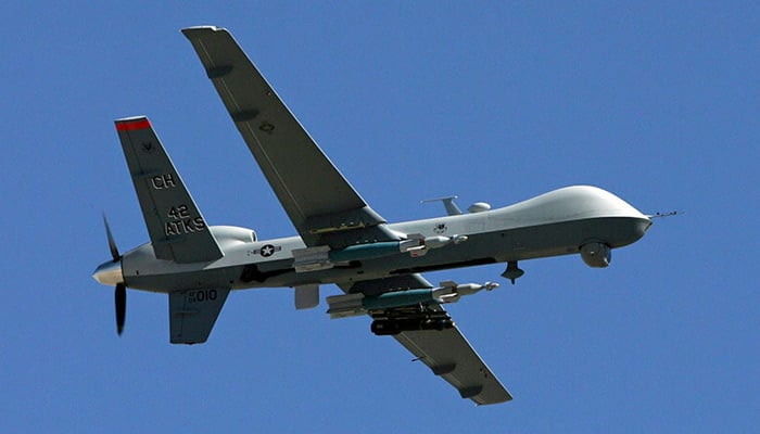 An MQ-9 Reaper drone flying at Creech Air Force Base in Indian Springs, Nevada. — AFP/File