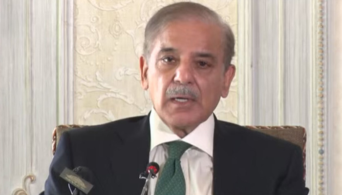 Prime Minister Shehbaz Sharif addresses a meeting with the delegation of Council of Pakistan Newspapers Editors in Islamabad, on March 15, 2023. — RadioPakistan