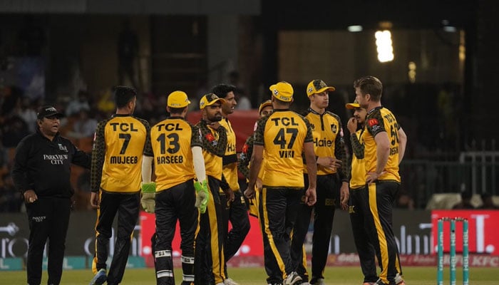 Peshawar Zalmi players during their match against Islamabad United. — PCB