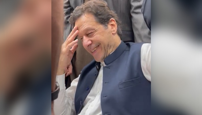 PTI Chairman Imran Khan at the Lahore High Court on March 17, 2023, in this still taken from a video. — PTI