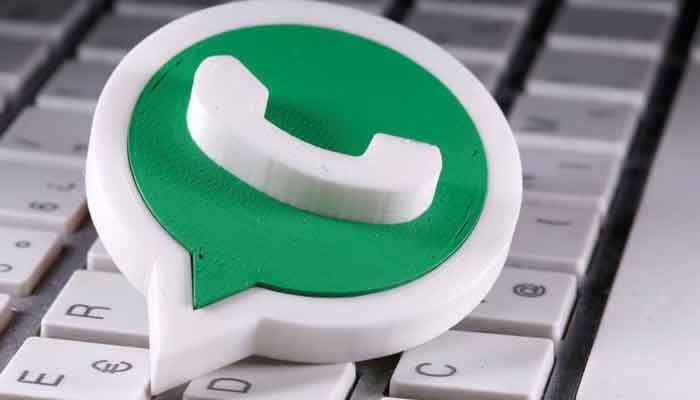 A 3D printed Whatsapp logo is placed on the keyboard in this illustration taken April 12, 2020. — Reuters