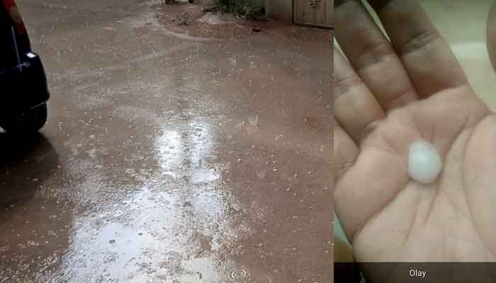 Alam menghujani Karachi dengan hujan es di tengah hujan ringan