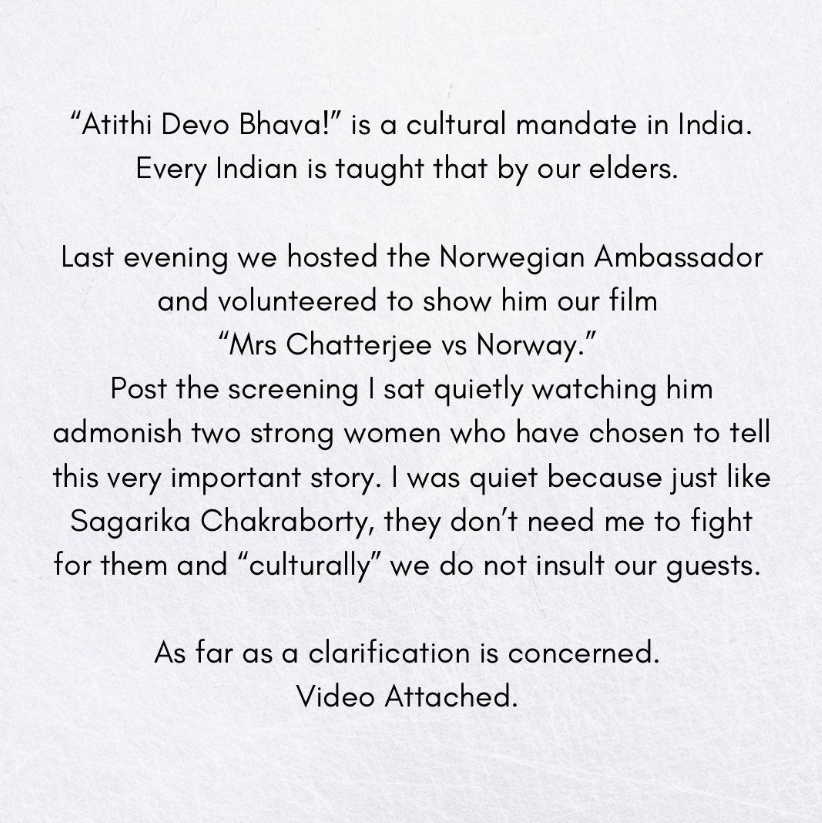 Mrs. Chatterjee Vs Norway: Norwegian ambassador to India objects the film