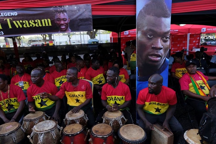 Members of the Ghana Supporters Union attend the state-assisted funeral of late Ghanaian footballer Christian Atsu Twasam, 31-year-old, in Accra, Ghana. March 17, 2023. — Reuters
