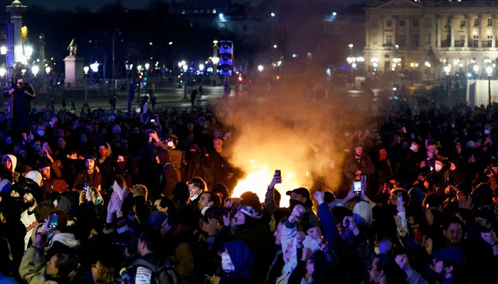 Demonstrators take part in a protest against the pensions reform bill in Nantes, France on March 16, 2023. — Reuters